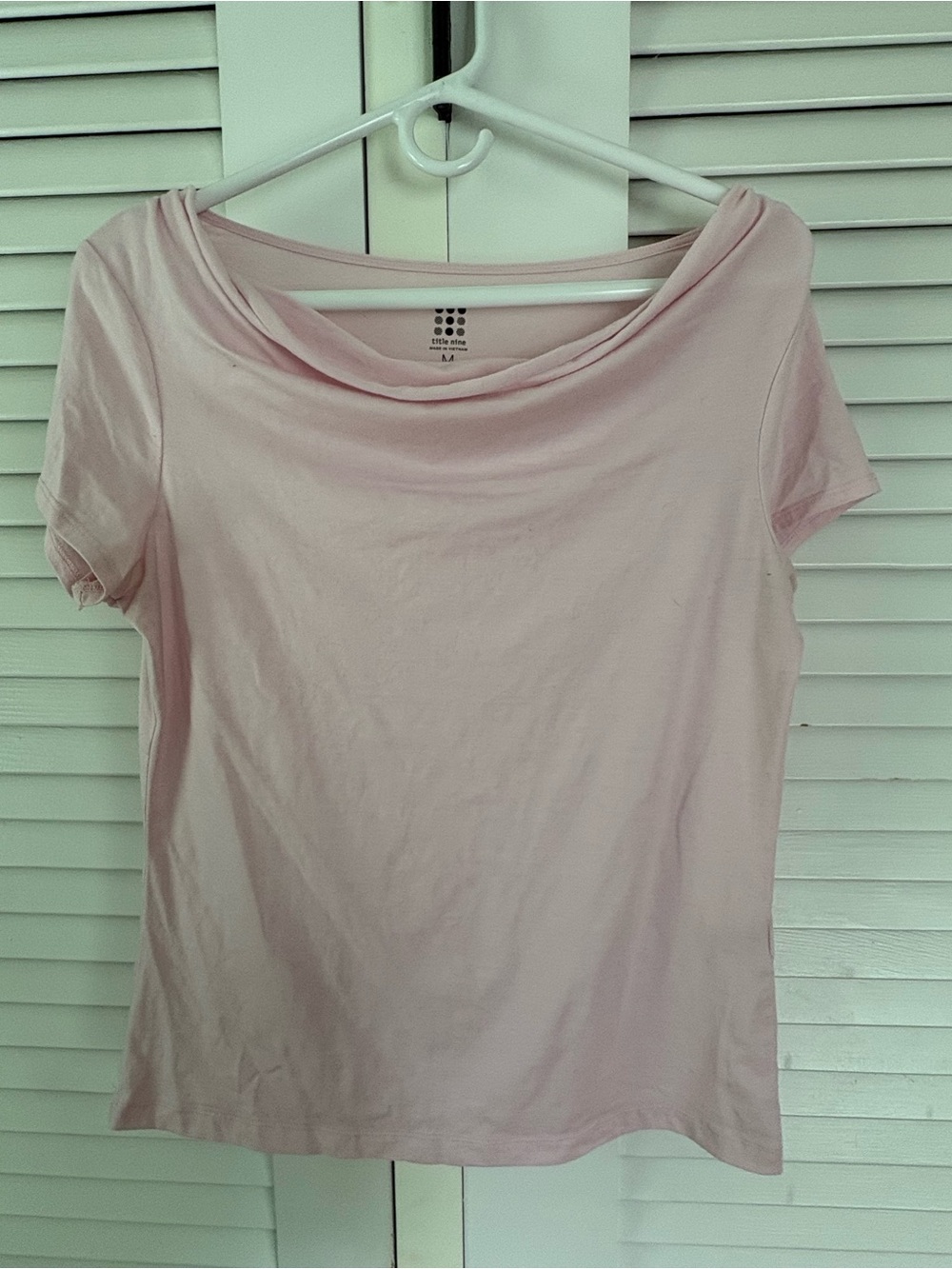 Title Nine Pale Pink Boatneck Short Sleeve Tee